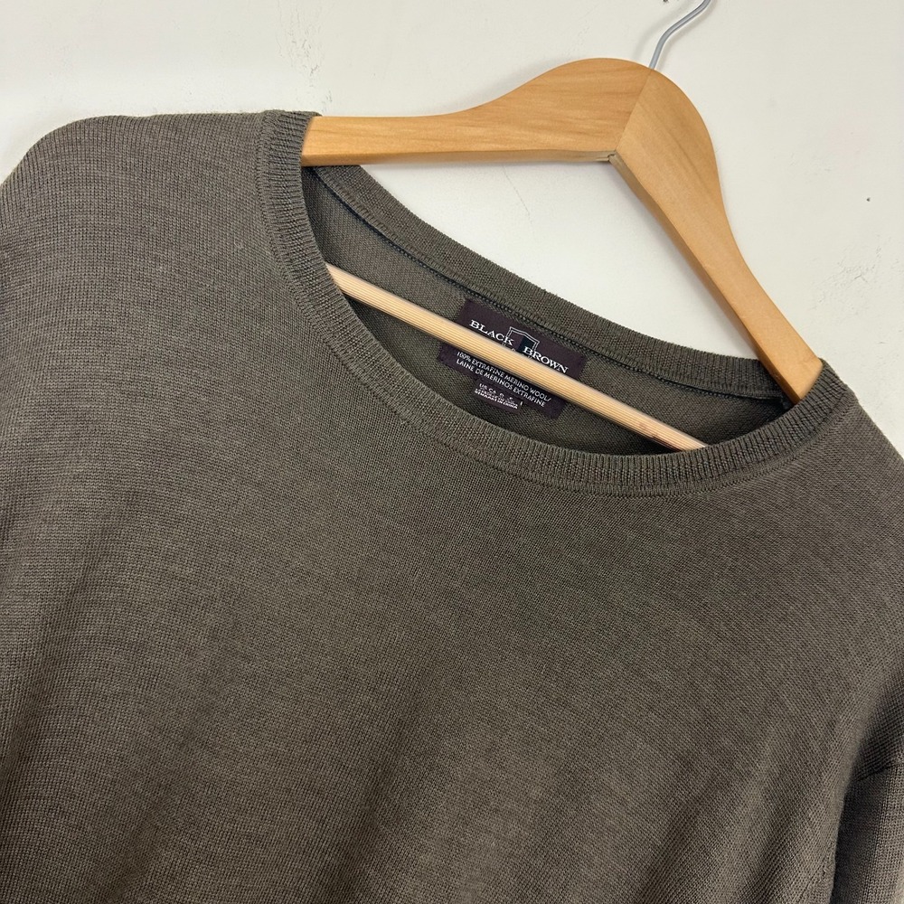 Black Brown 1826 Sweater Brown Knitted Merino Wool Crew Neck Pullover Mens XL